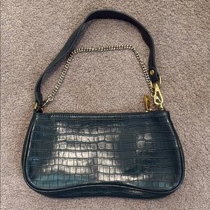 JW PEI Green and Gold Textured Shoulder Bag